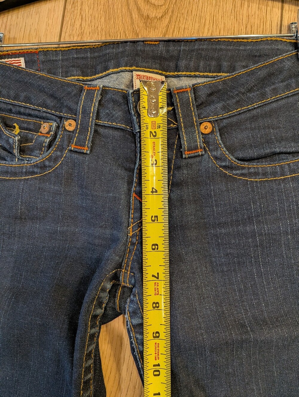 True Religion Joey Low Rise Flare Jeans Dark Wash Size 27 - Picture 7 of 7